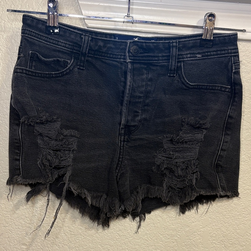 Hollister Charcoal High-Rise Denim Shorts
